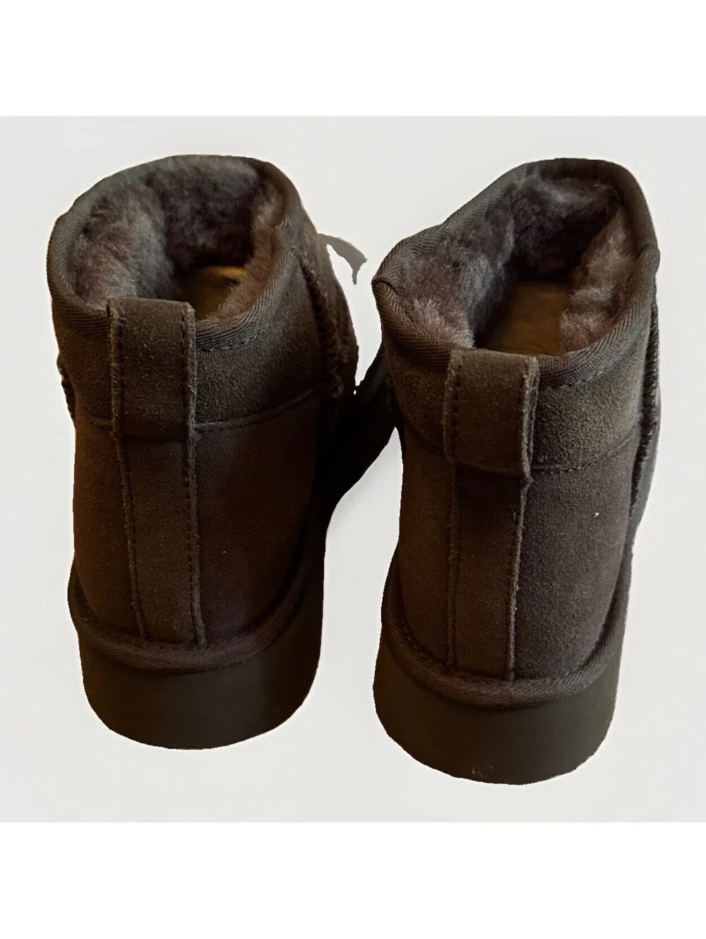New Brown Chunky Platform Ankle Boots Booties Faux Fur Lined Ladies Size 9